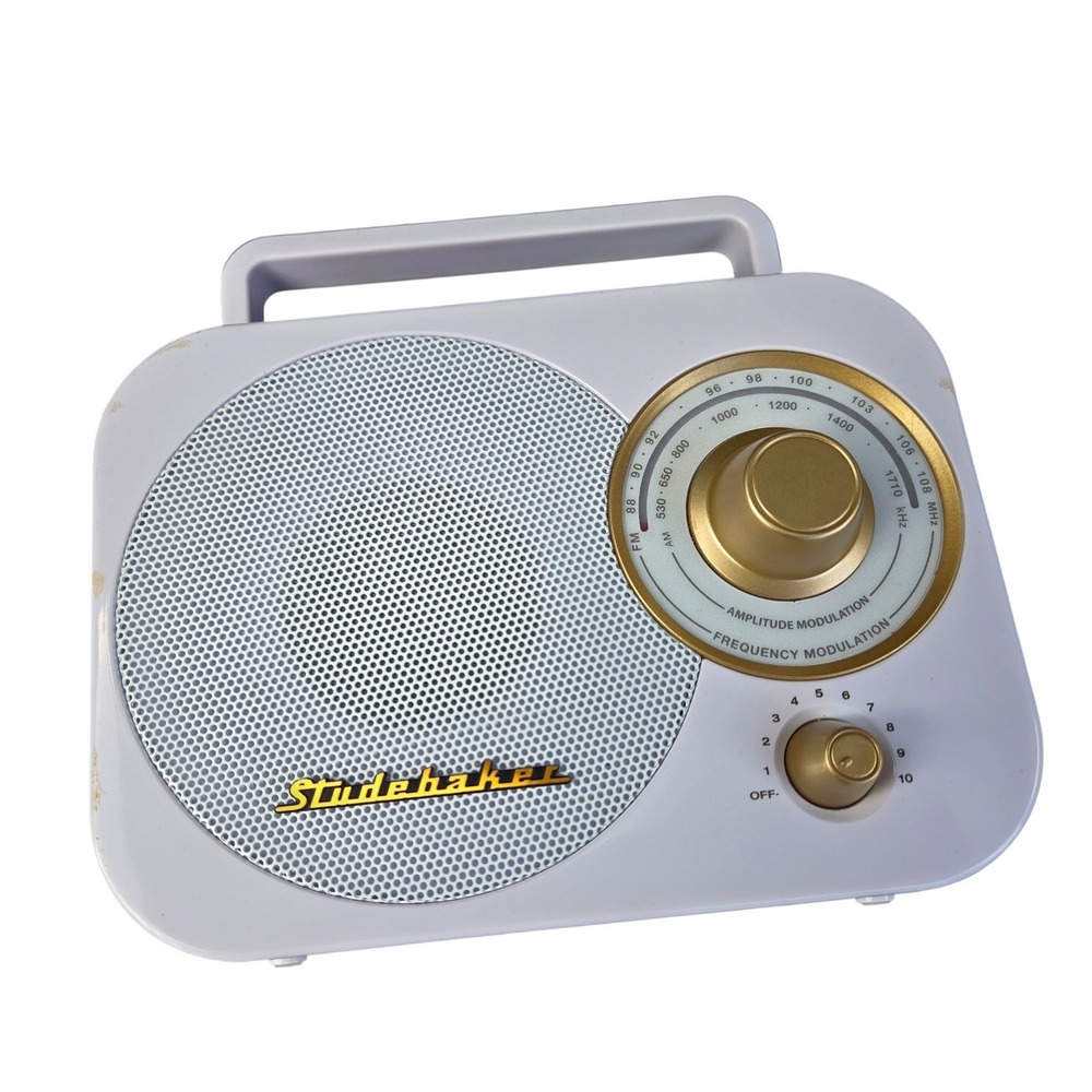 Studebaker SB2000 Retro Portable AM/FM Radio White Gold Handle - Picture 2 of 4